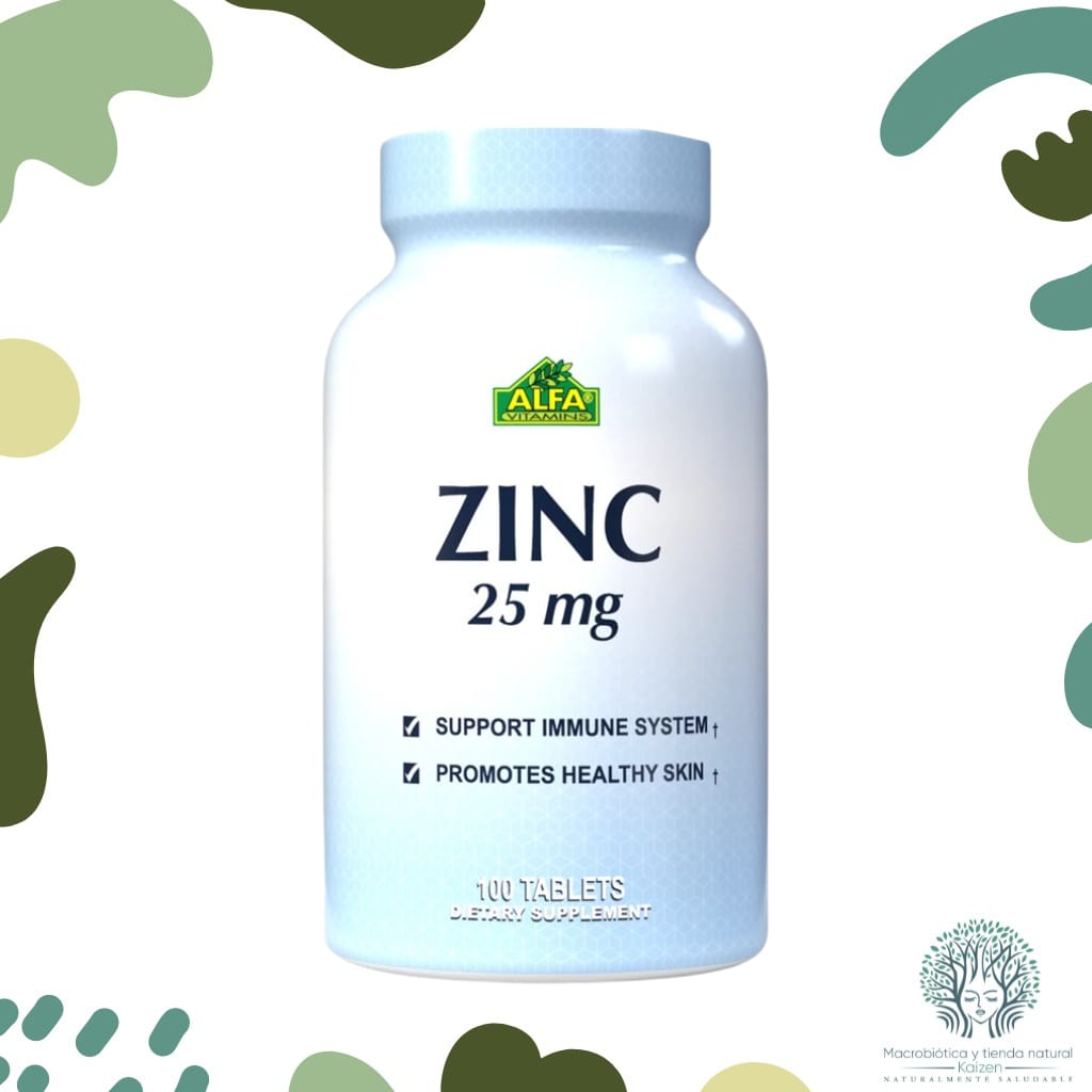 Capsulas de Zinc 25mg 100 unidades ALFA VITAMINS